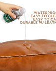 Louis Donné Moroccan Unstuffed Pouf Cover, Faux Leather Poofy Ottoman Footstool For living room Decoration Square Foot Rest for Storage Orange Floor Cushion Footrest 17.7 Inch (Only Cover) (No Filler) - From Where - 
