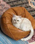 Louis Donné Moroccan Unstuffed Pouf Cover, Faux Leather Poofy Ottoman Footstool For living room Decoration Square Foot Rest for Storage Orange Floor Cushion Footrest 17.7 Inch (Only Cover) (No Filler) - From Where - 