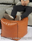 Louis Donné Moroccan Unstuffed Pouf Cover, Faux Leather Poofy Ottoman Footstool For living room Decoration Square Foot Rest for Storage Orange Floor Cushion Footrest 17.7 Inch (Only Cover) (No Filler) - From Where - 