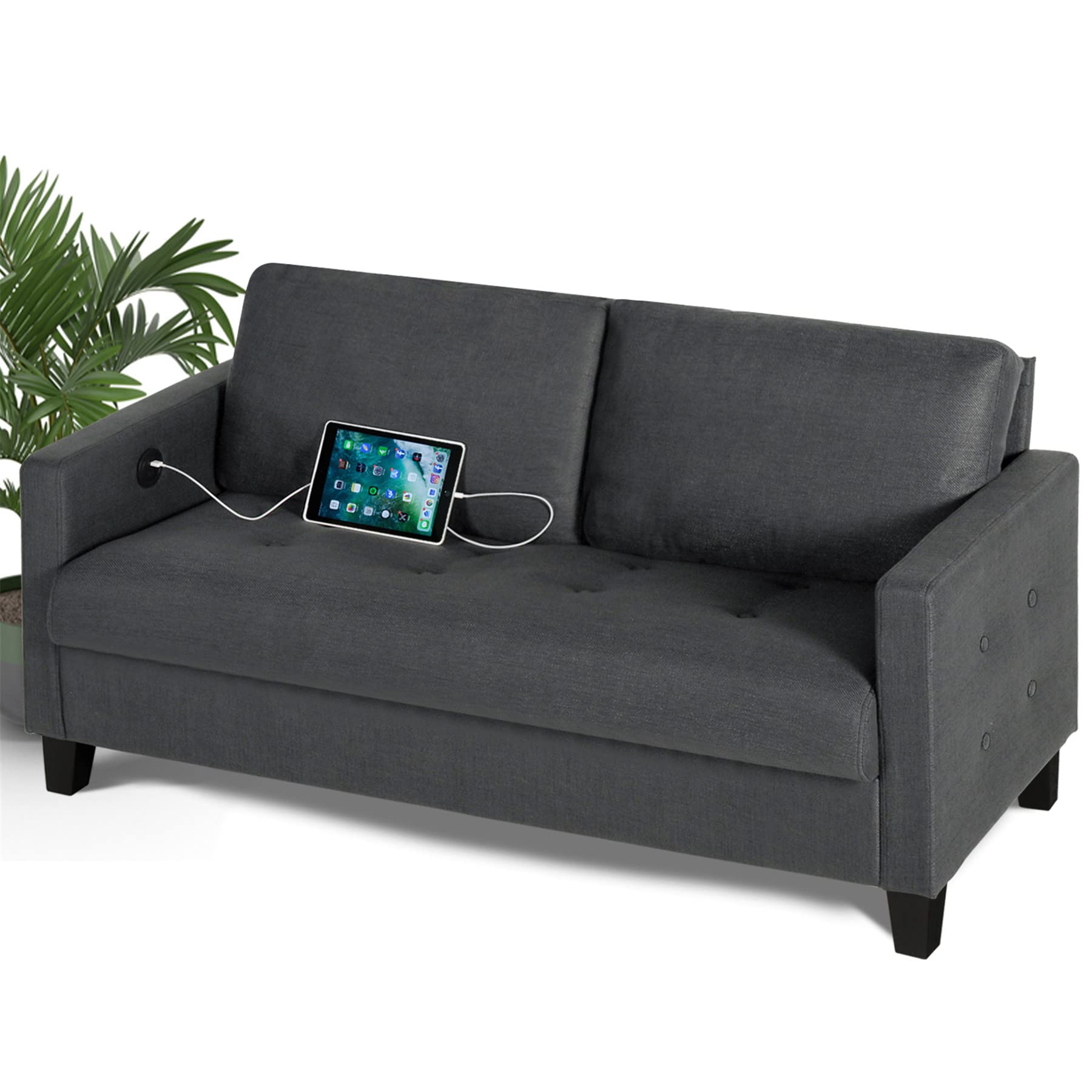 Loveseat Sofa Grey Couch - From Where - 
