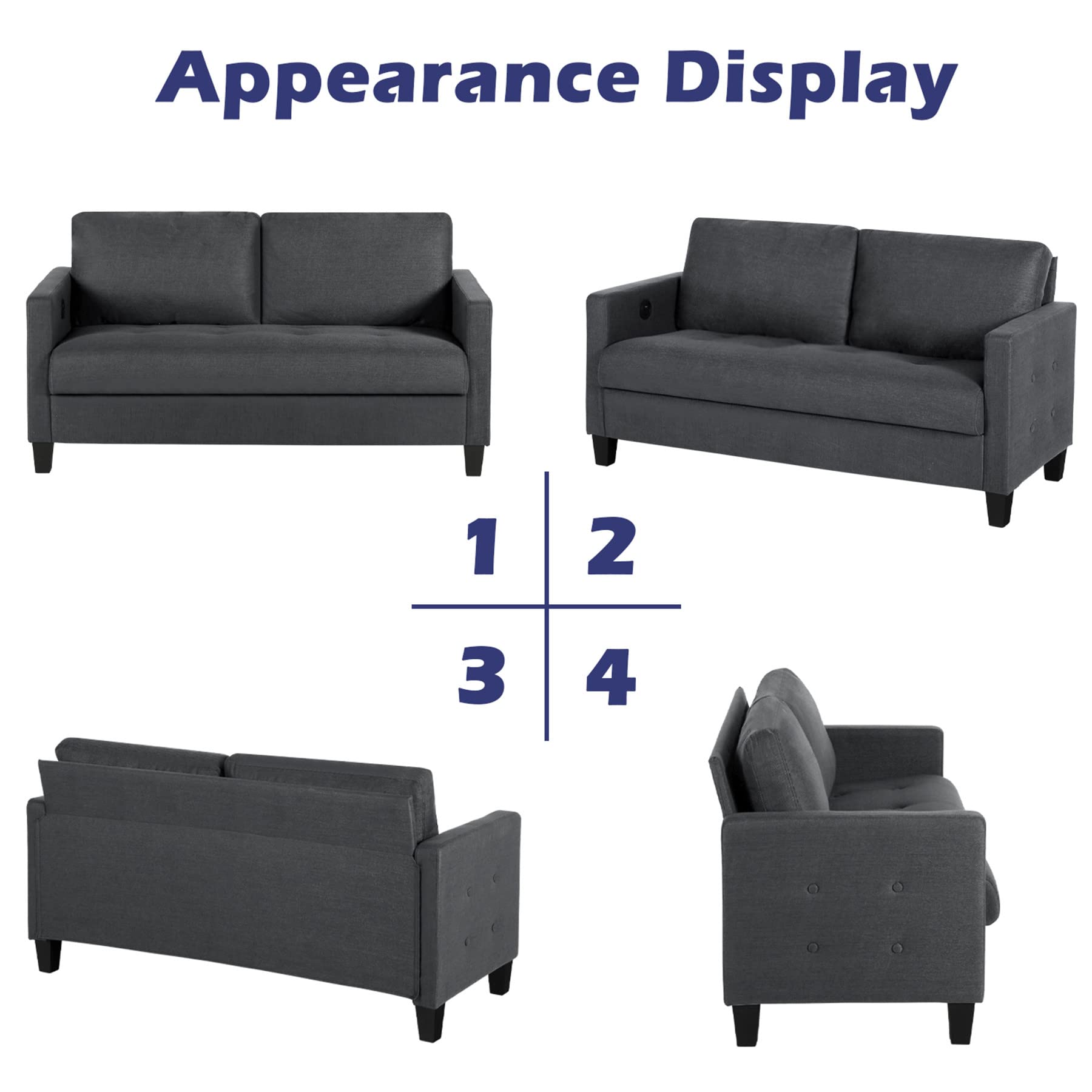 Loveseat Sofa Grey Couch - From Where - 