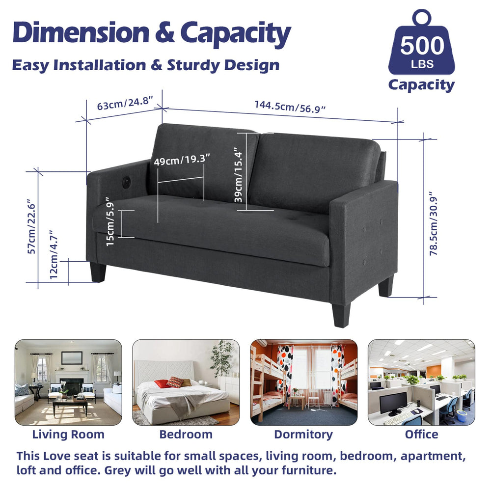 Loveseat Sofa Grey Couch - From Where - 