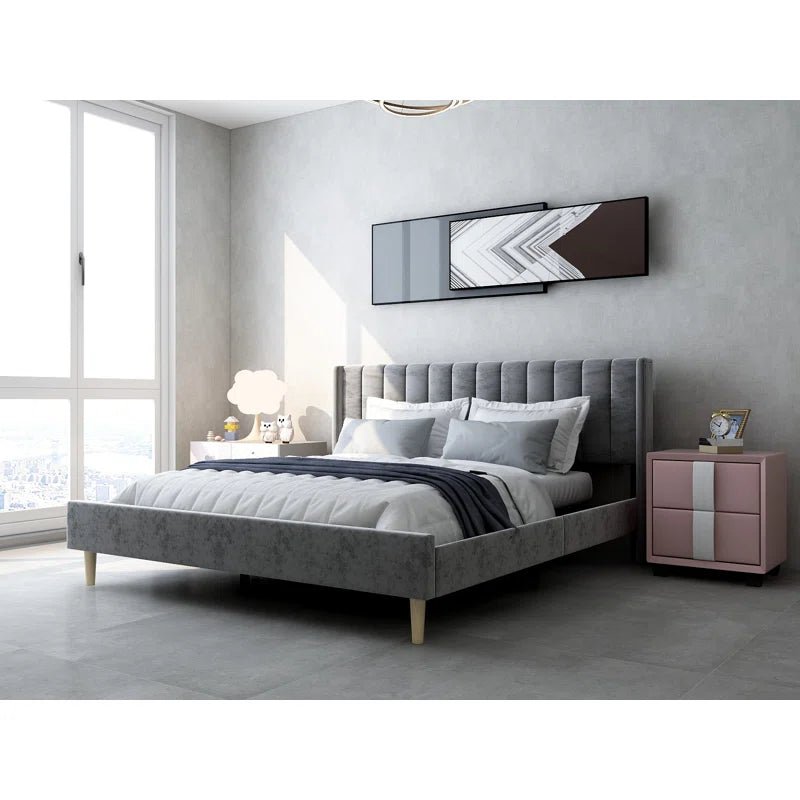 Low Profile Upholstered Platform Bed - King - From Where - 