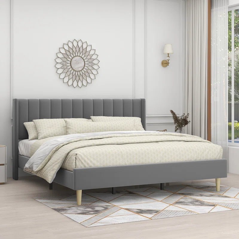 Low Profile Upholstered Platform Bed - King - From Where - 