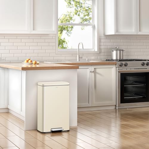 Madison Vanilla Steel Trash Can - From Where - 