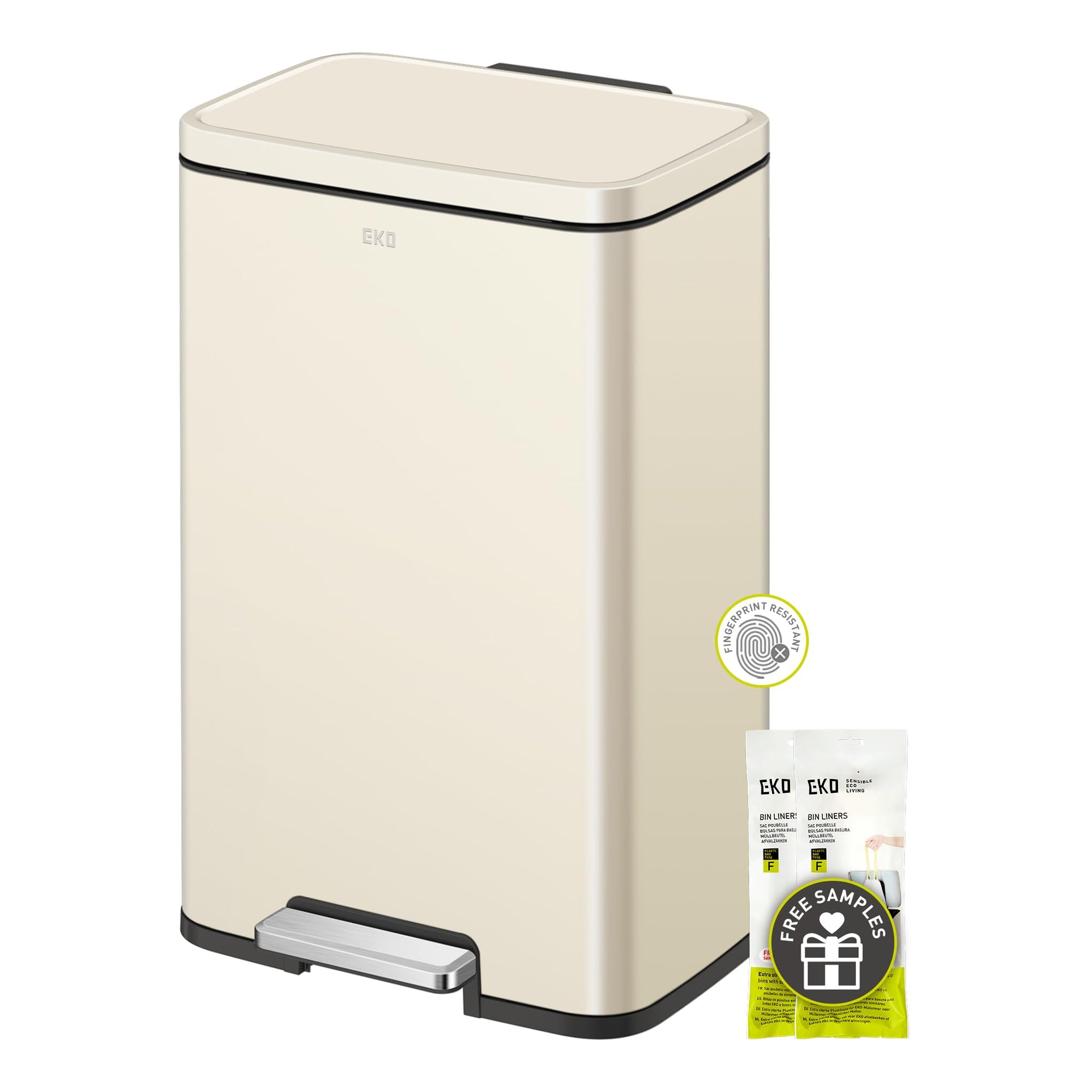 Madison Vanilla Steel Trash Can - From Where - 