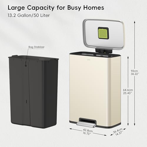 Madison Vanilla Steel Trash Can - From Where - 