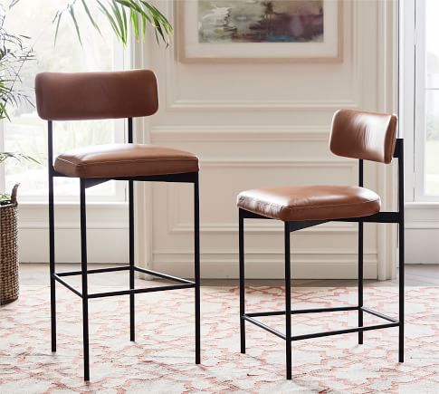 Maison Leather Barstool - From Where - 