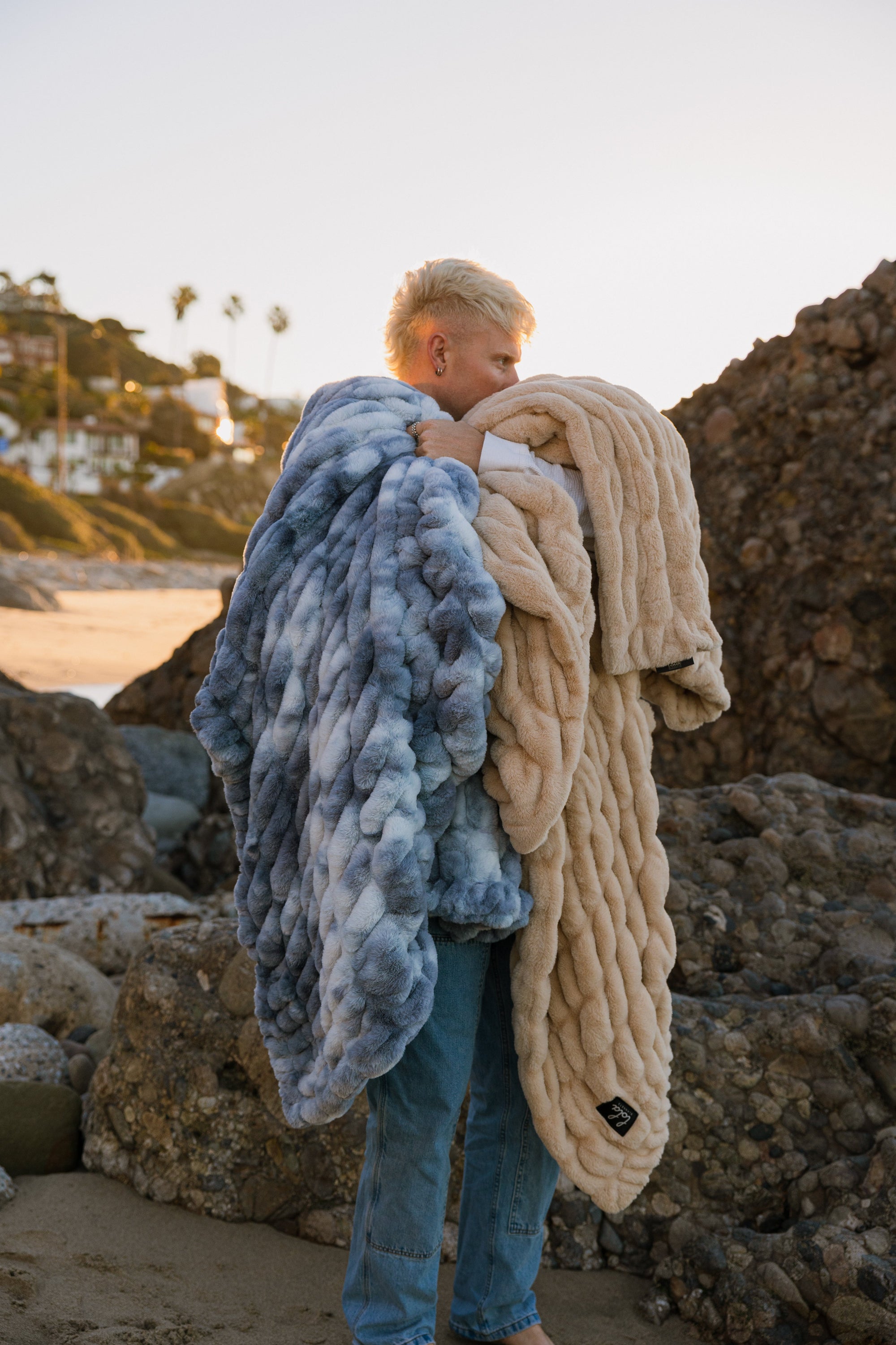 Malibu Blue Faux Fur Throw Blanket - From Where Finds - 