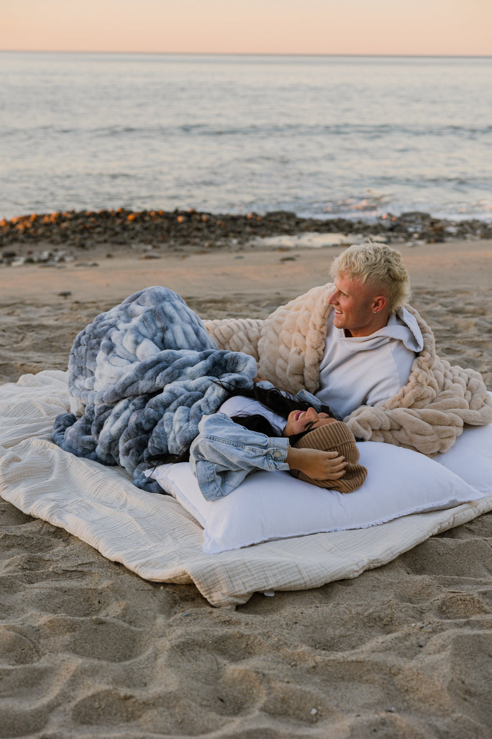 Malibu Blue Faux Fur Throw Blanket - From Where Finds -