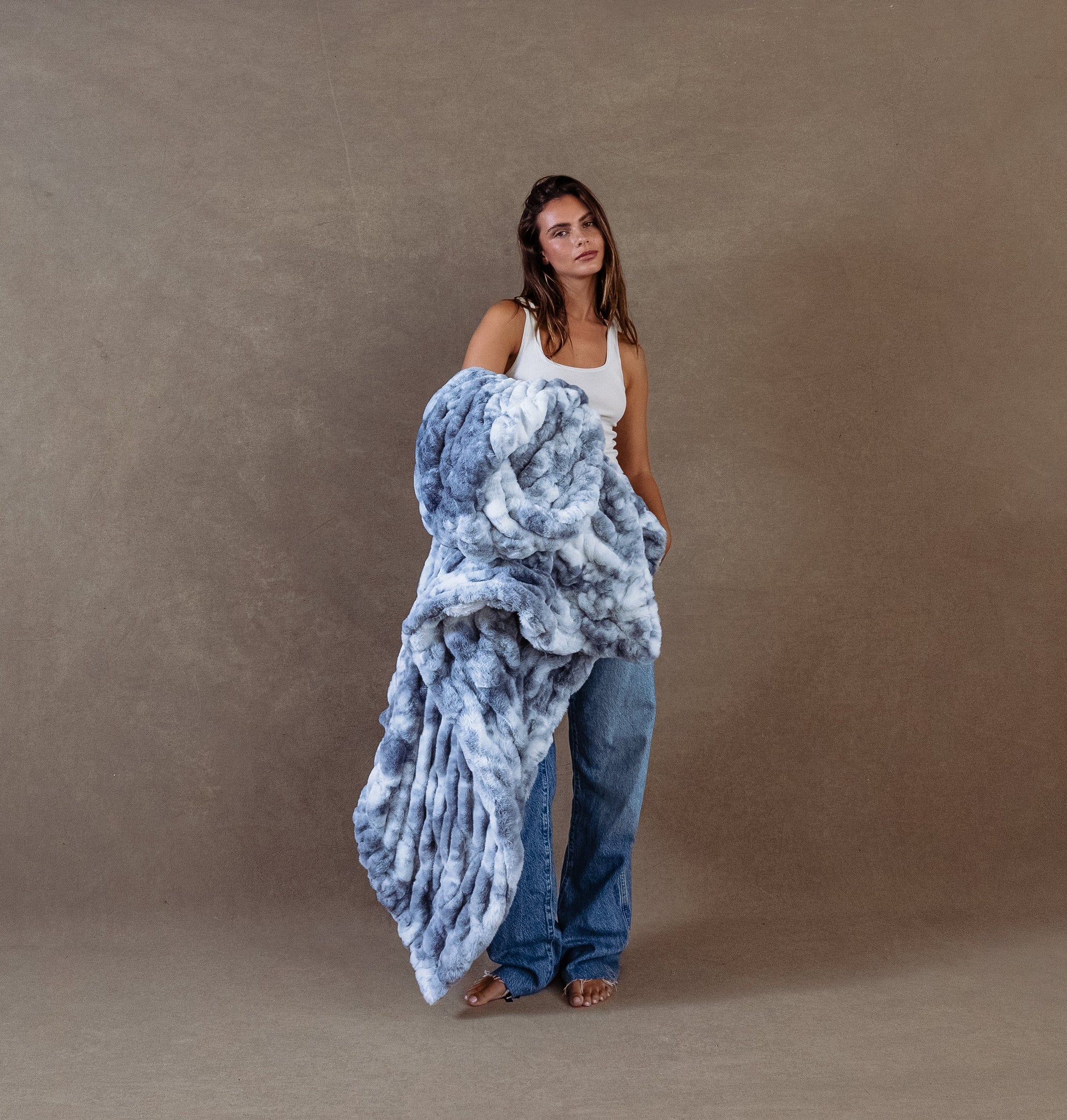 Malibu Blue Faux Fur Throw Blanket - From Where Finds - 