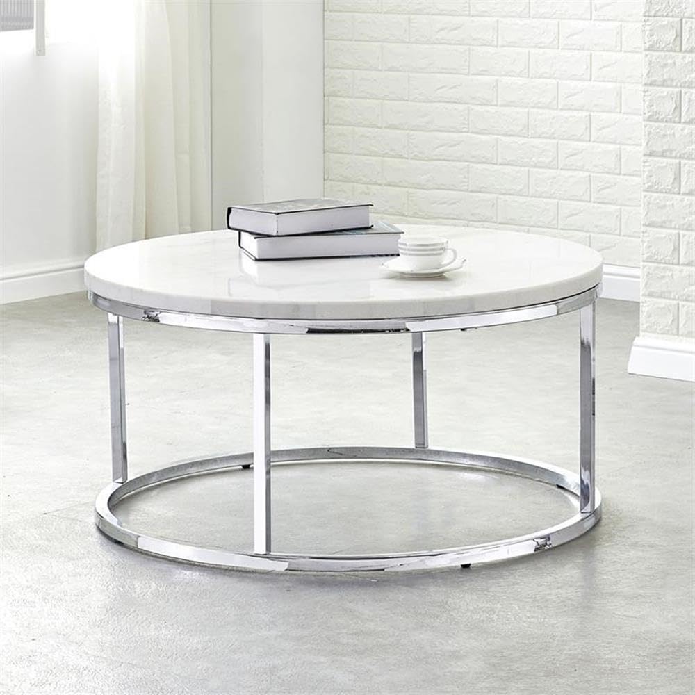 Marble Metal Round Cocktail Table - From Where - 