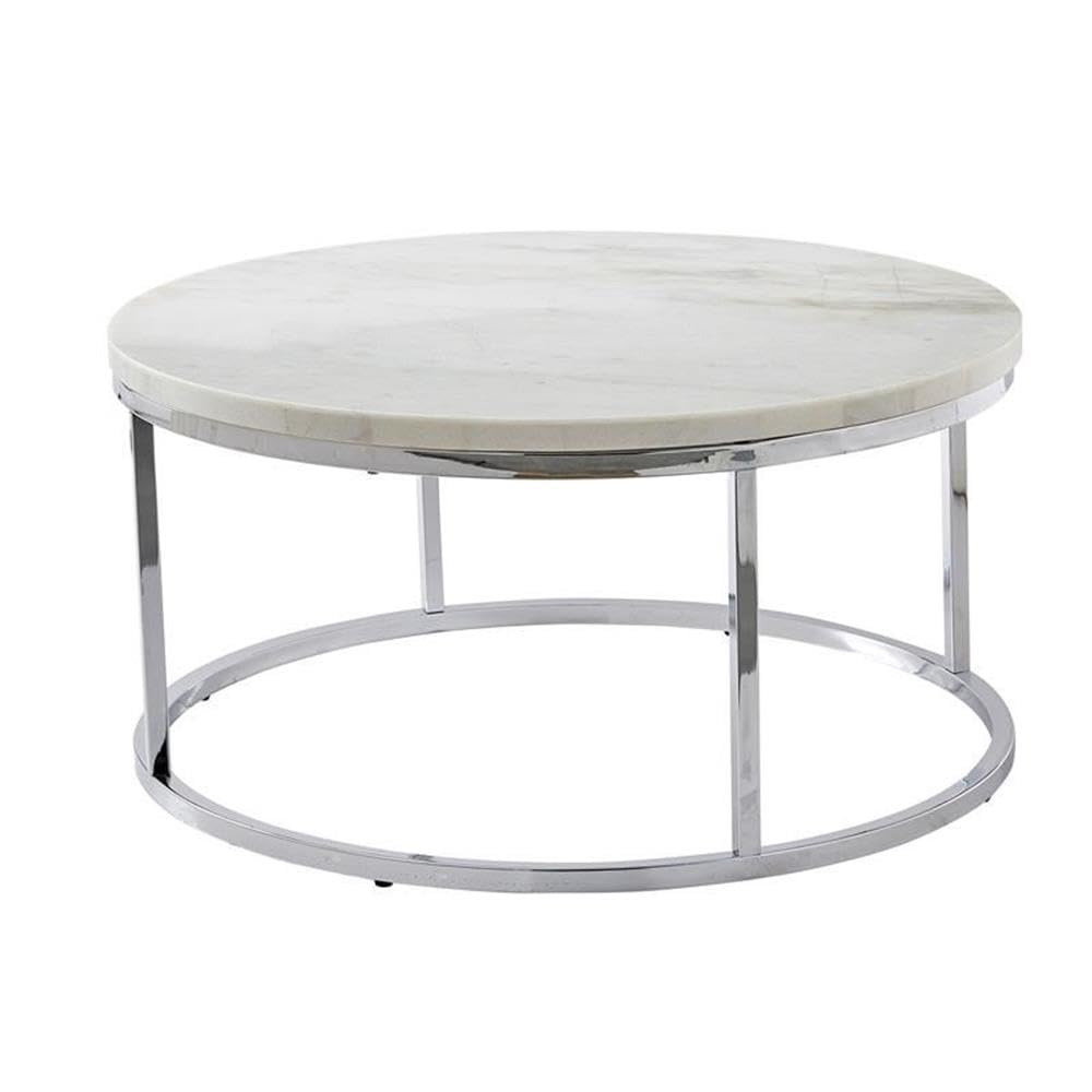 Marble Metal Round Cocktail Table - From Where - 