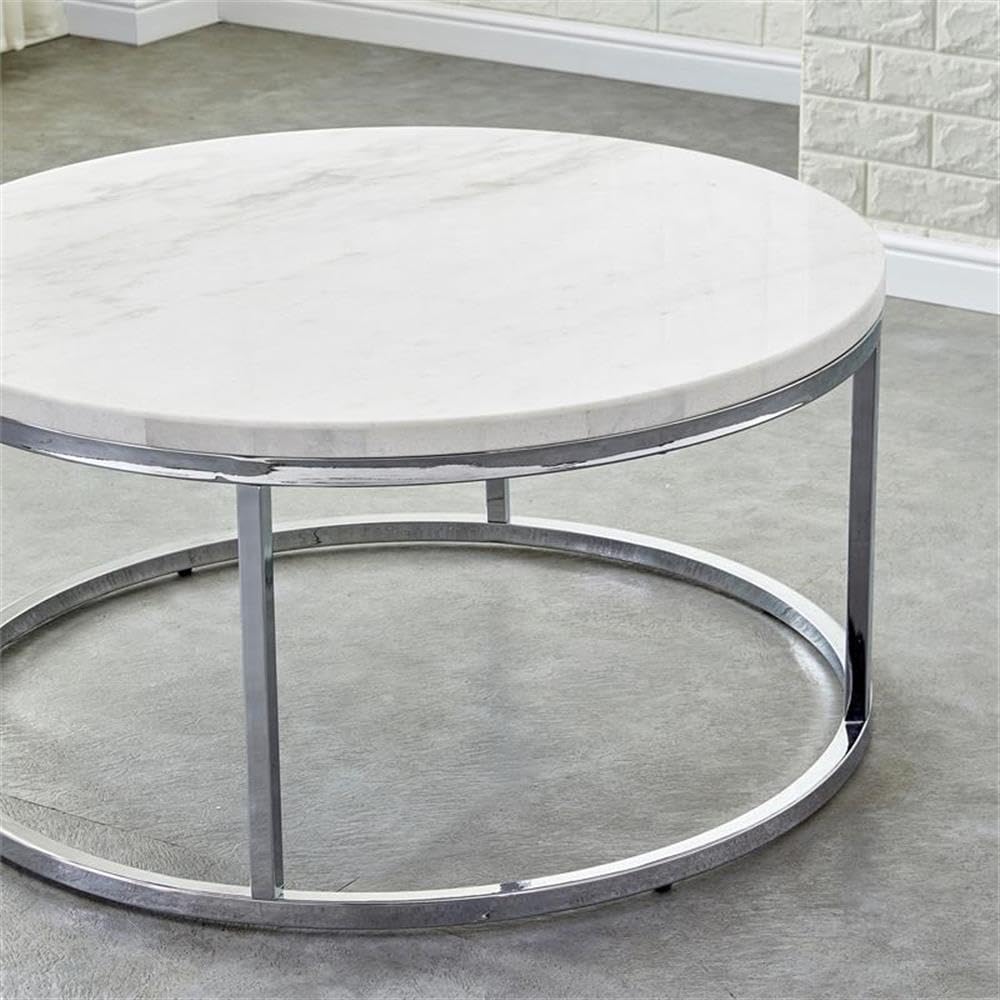 Marble Metal Round Cocktail Table - From Where - 