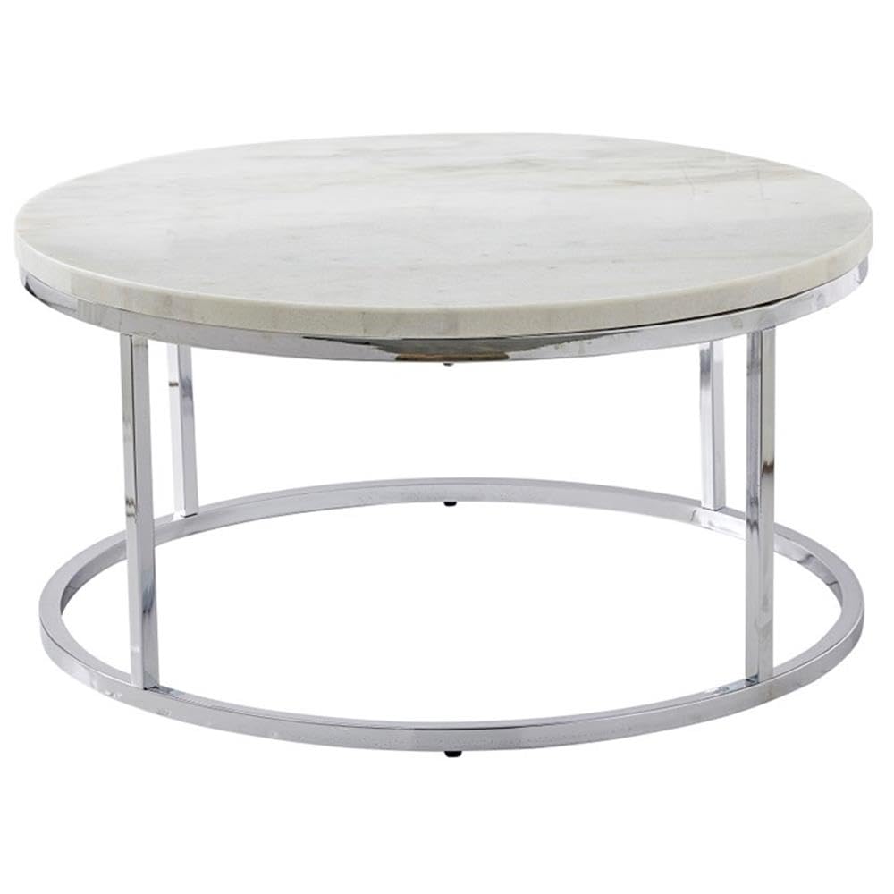 Marble Metal Round Cocktail Table - From Where - 