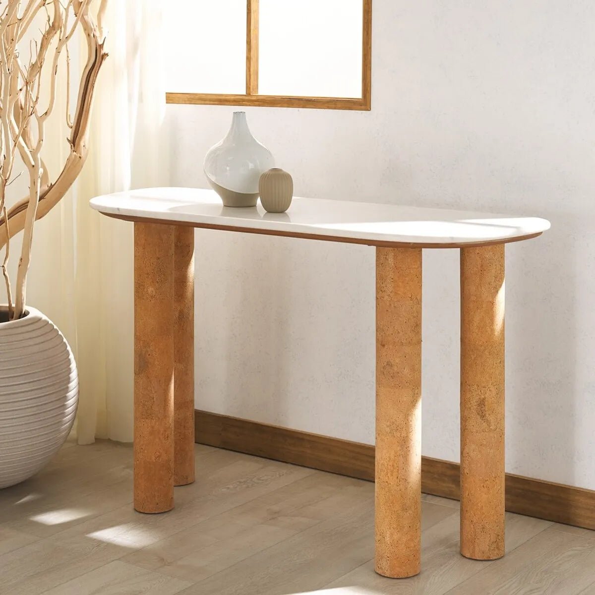 Marilynn Cork Console Table with Marble Top - From Where Finds - 