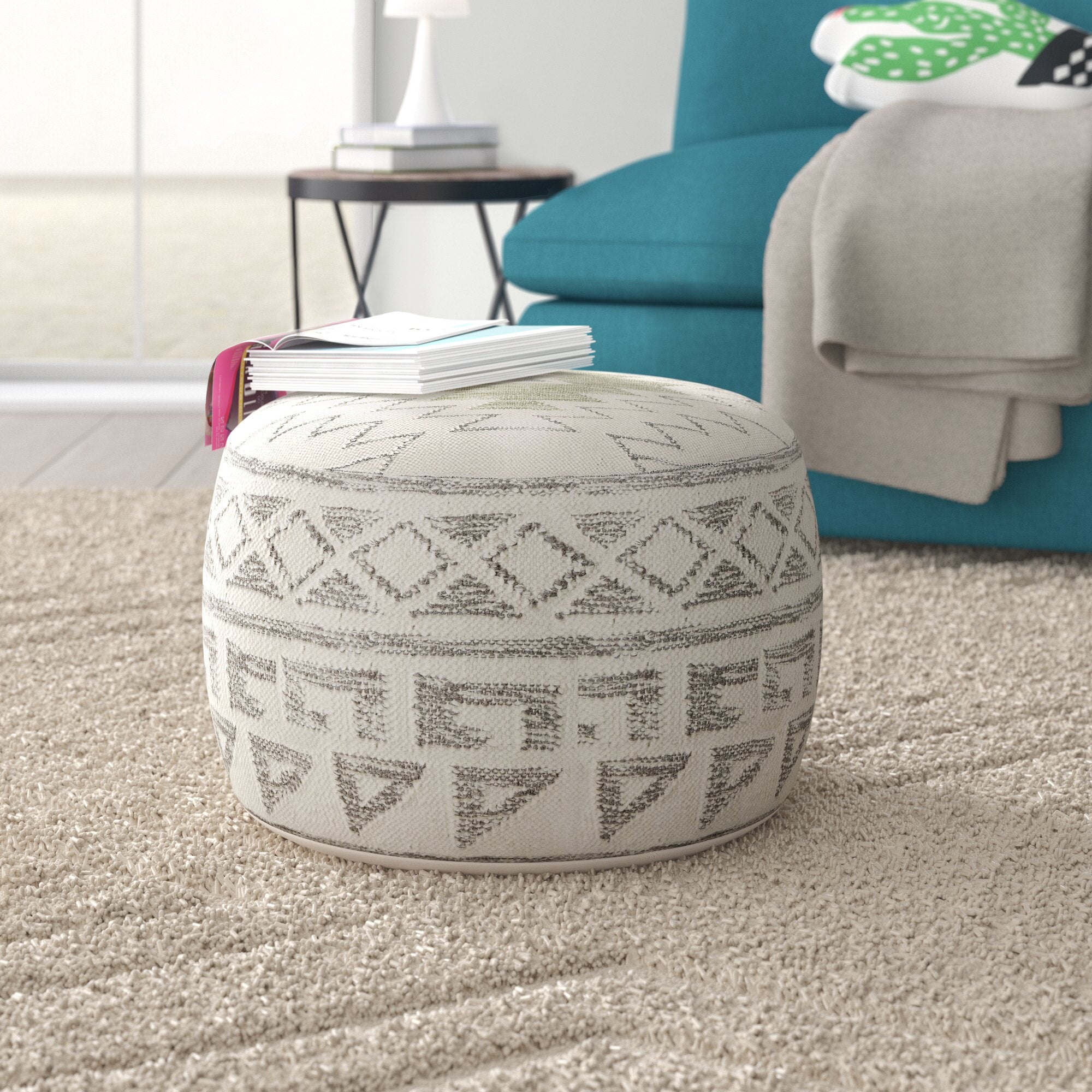 Mariya Velvet Square Pouf Ottoman - From Where - 
