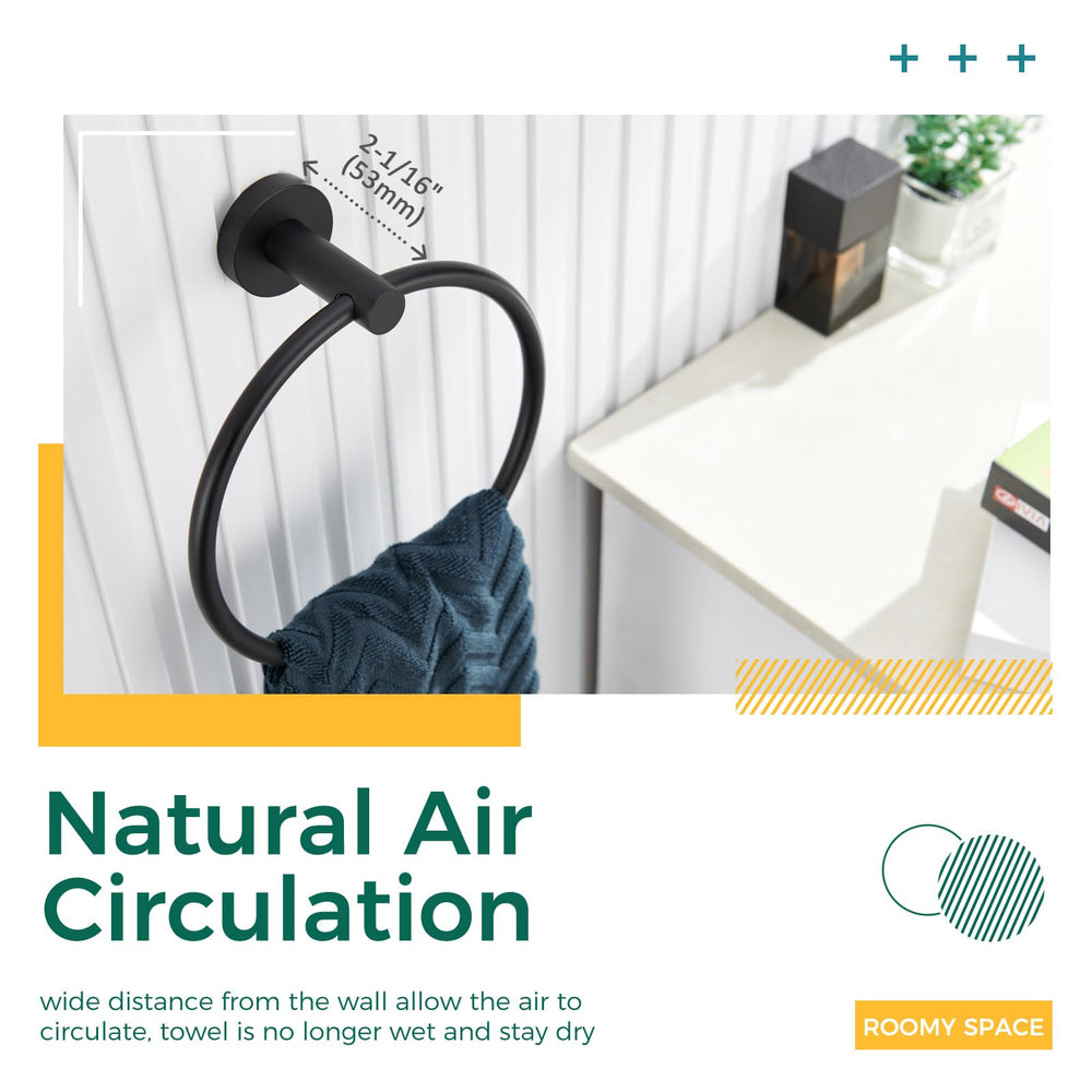 Matte Black Hand Towel Ring - From Where - 