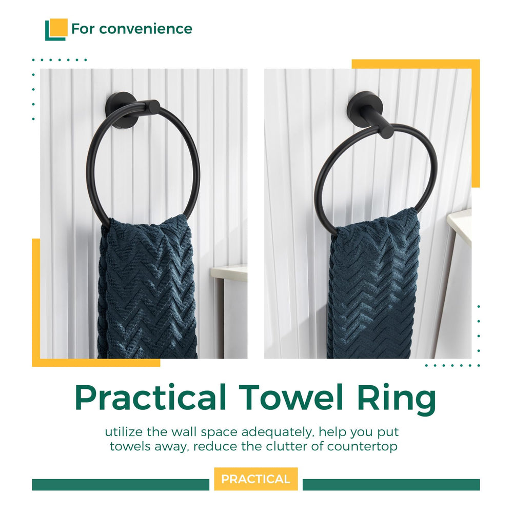 Matte Black Hand Towel Ring - From Where - 