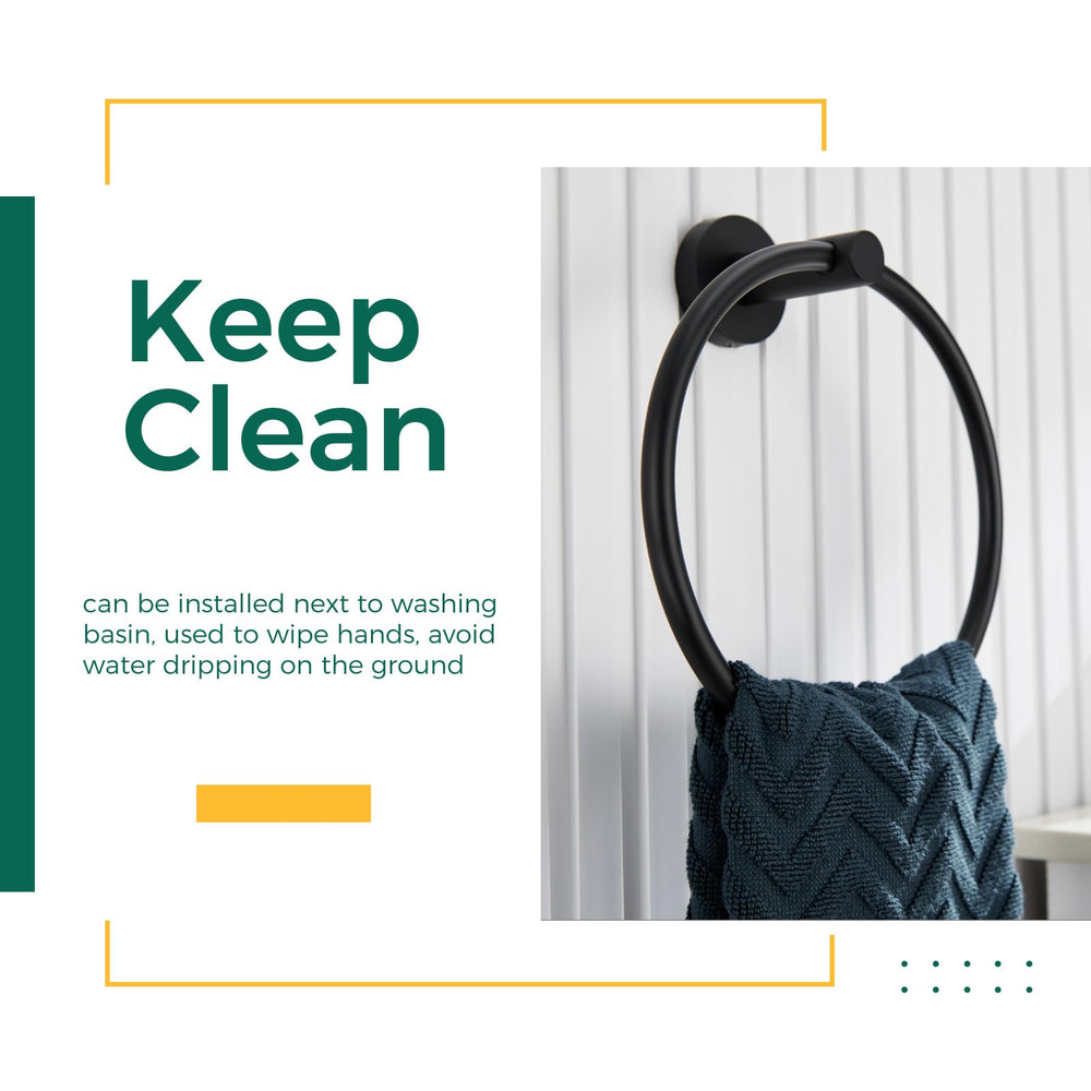 Matte Black Hand Towel Ring - From Where - 