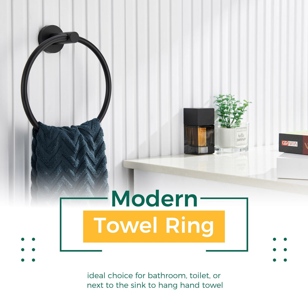 Matte Black Hand Towel Ring - From Where - 
