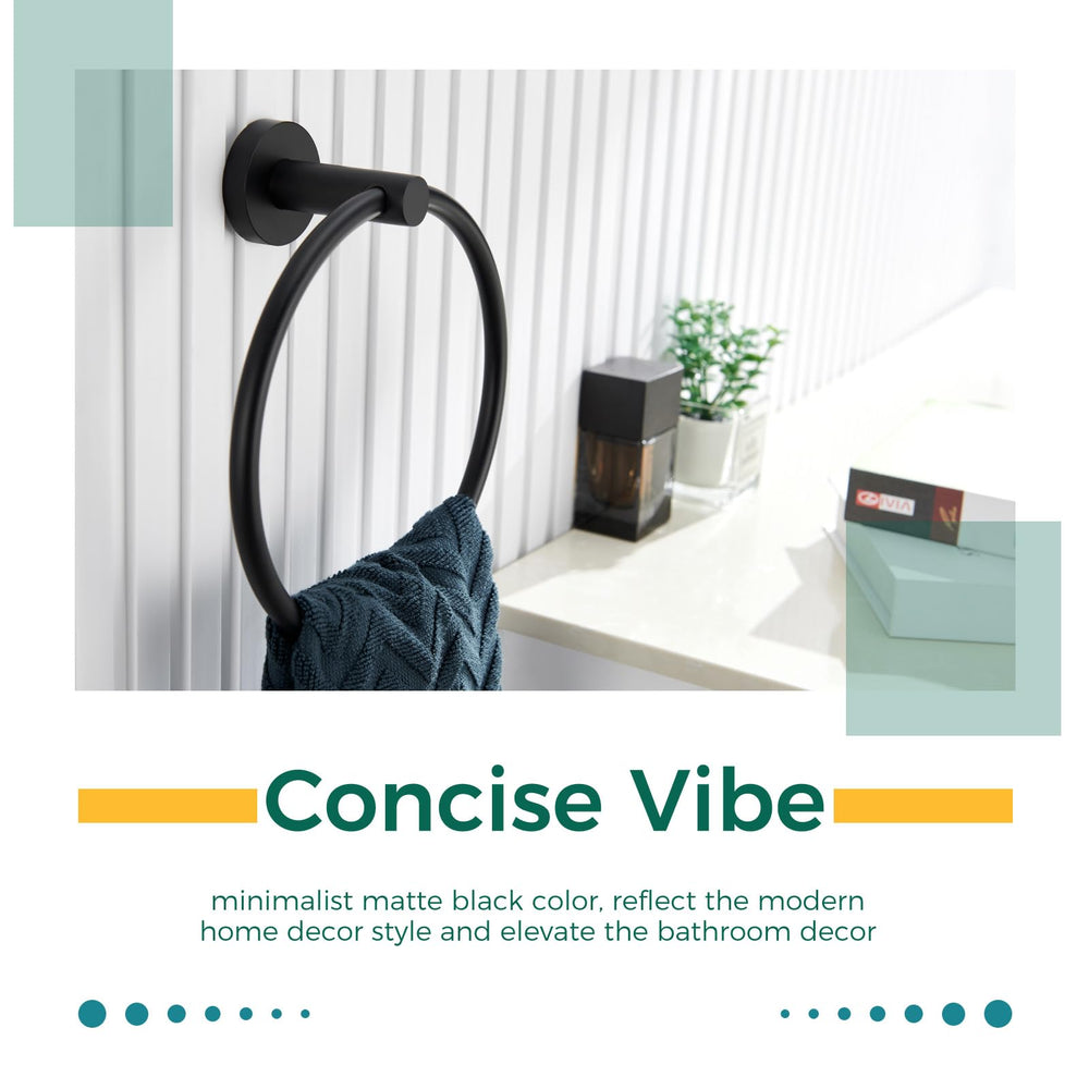 Matte Black Hand Towel Ring - From Where - 