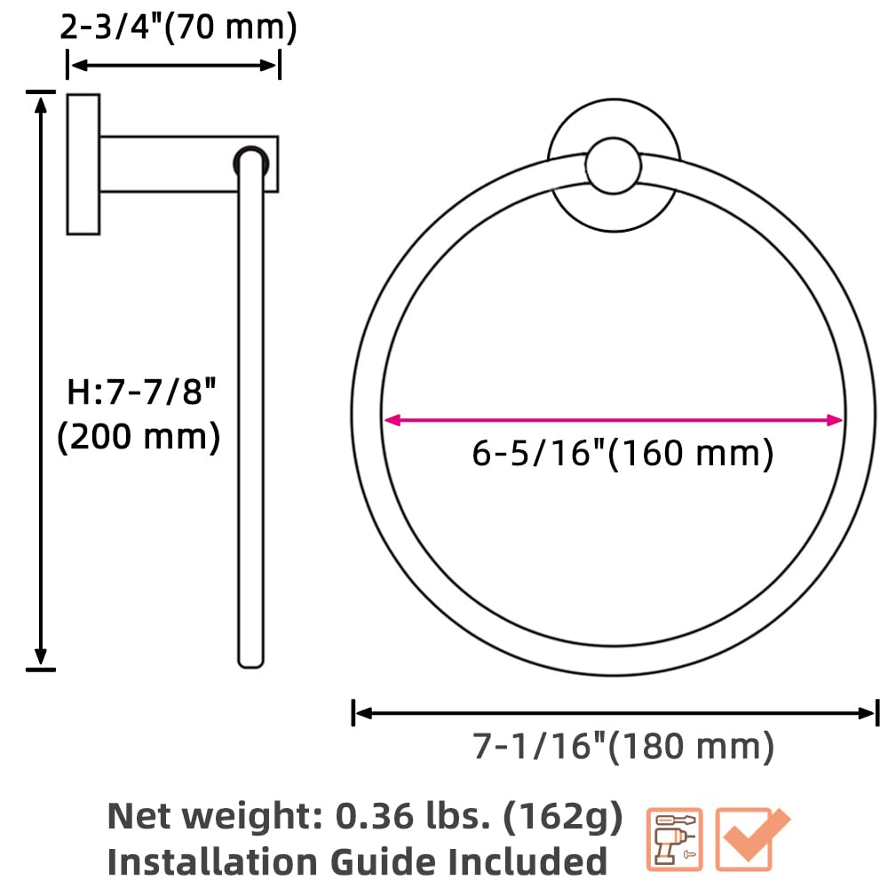 Matte Black Hand Towel Ring - From Where - 