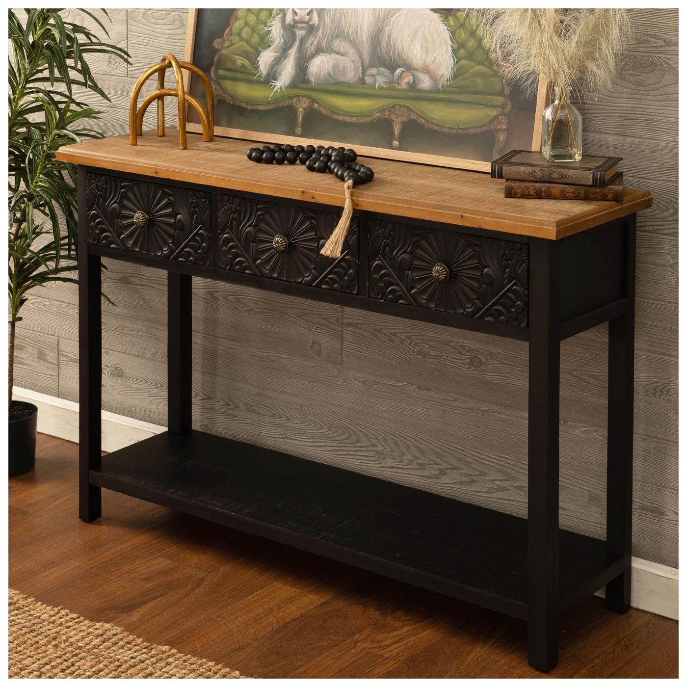 Medallion Antique Console Table - From Where Finds - 