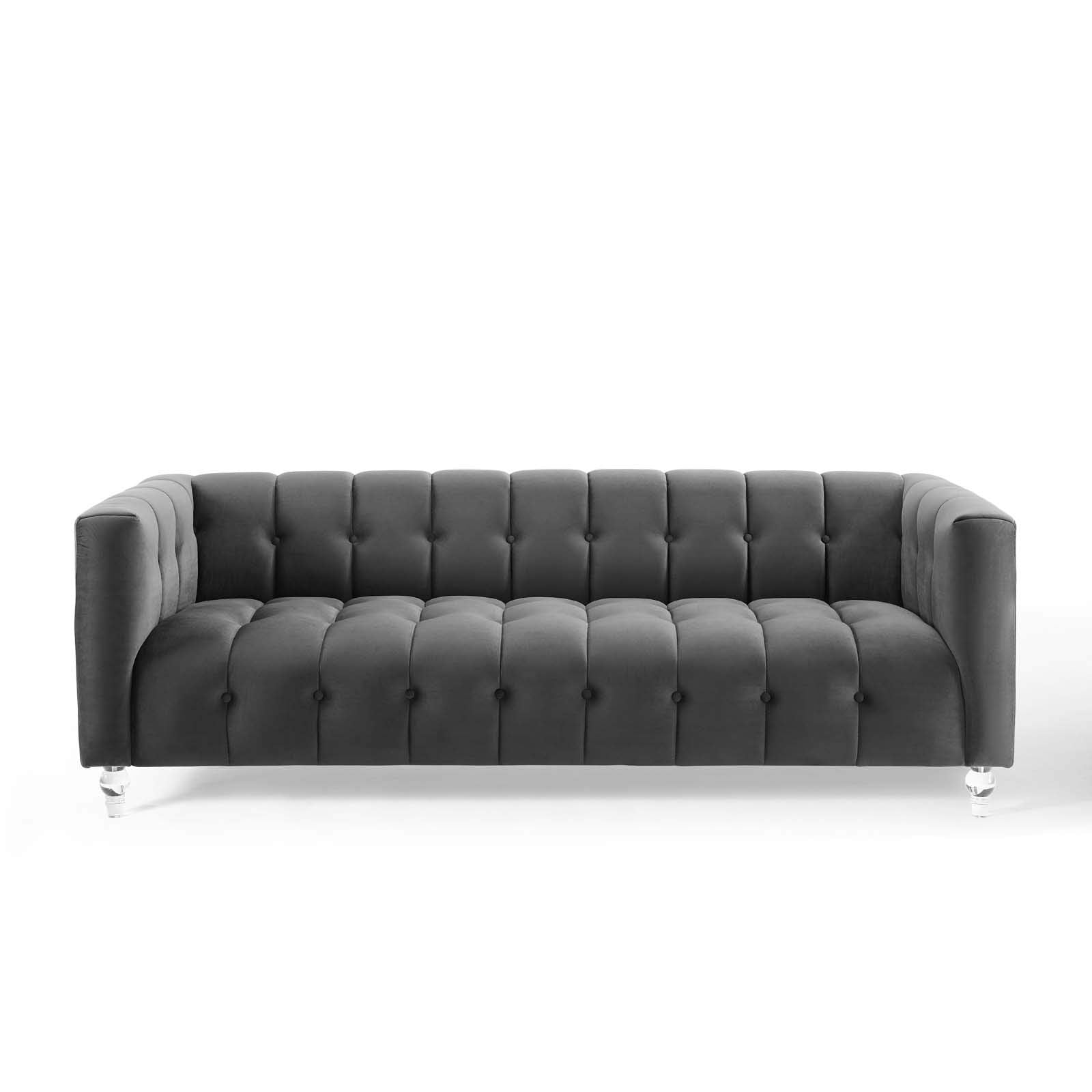 Mesmer Velvet Tufted Sofa - From Where - 