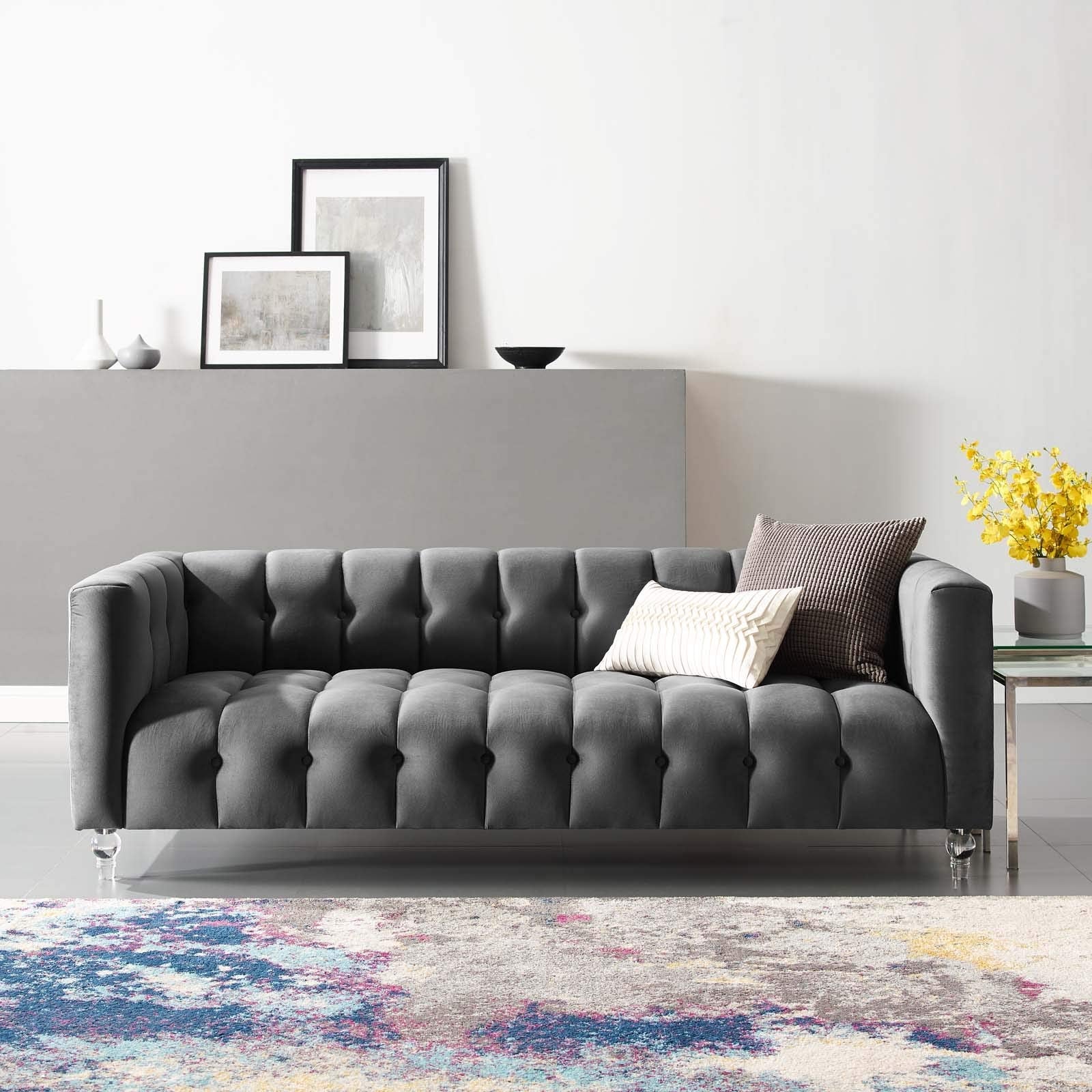 Mesmer Velvet Tufted Sofa - From Where - 