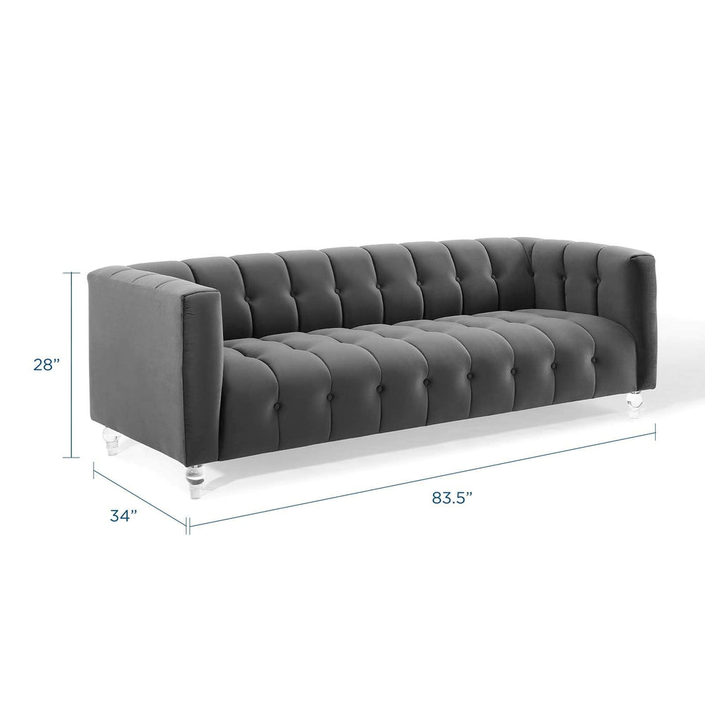 Mesmer Velvet Tufted Sofa - From Where - 