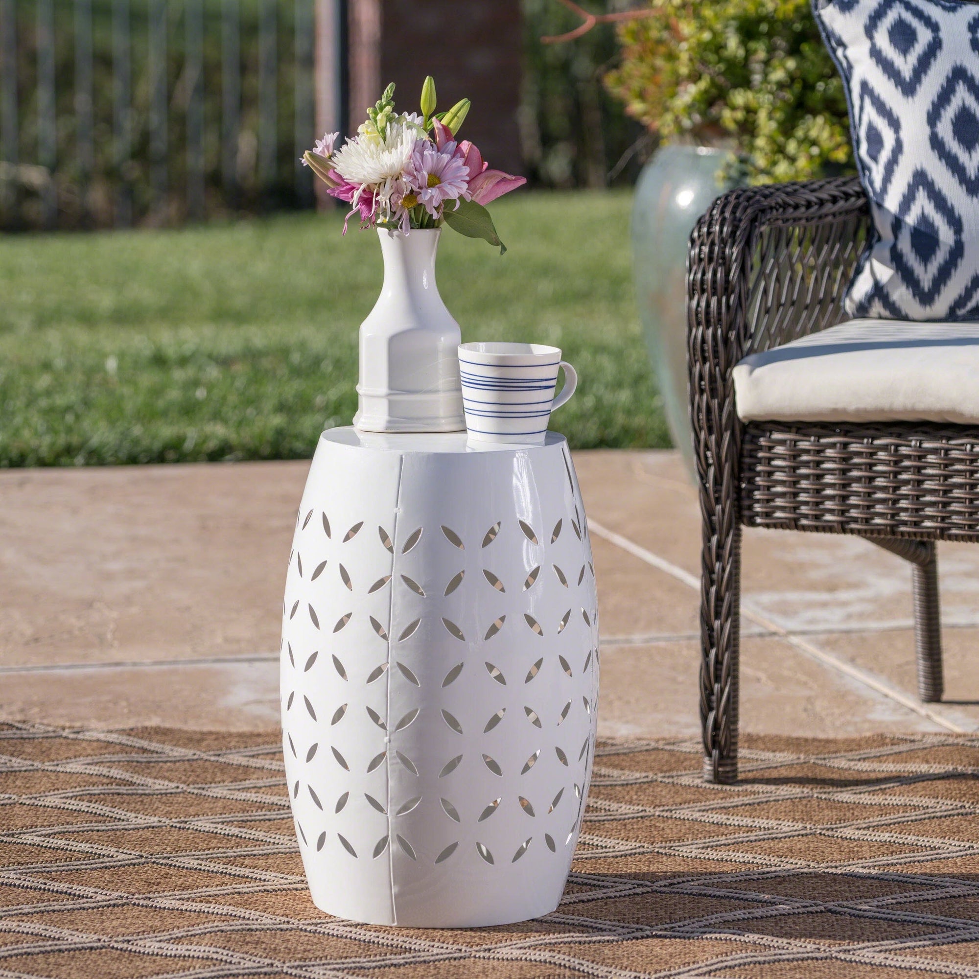 Metal 12 Inch Side Table White - From Where - 