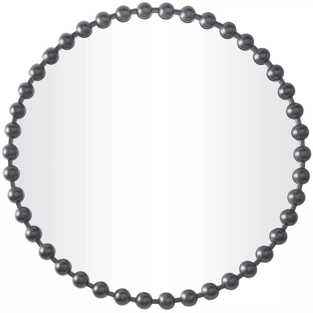 Metal Beaded Round Wall Mirror - From Where - 