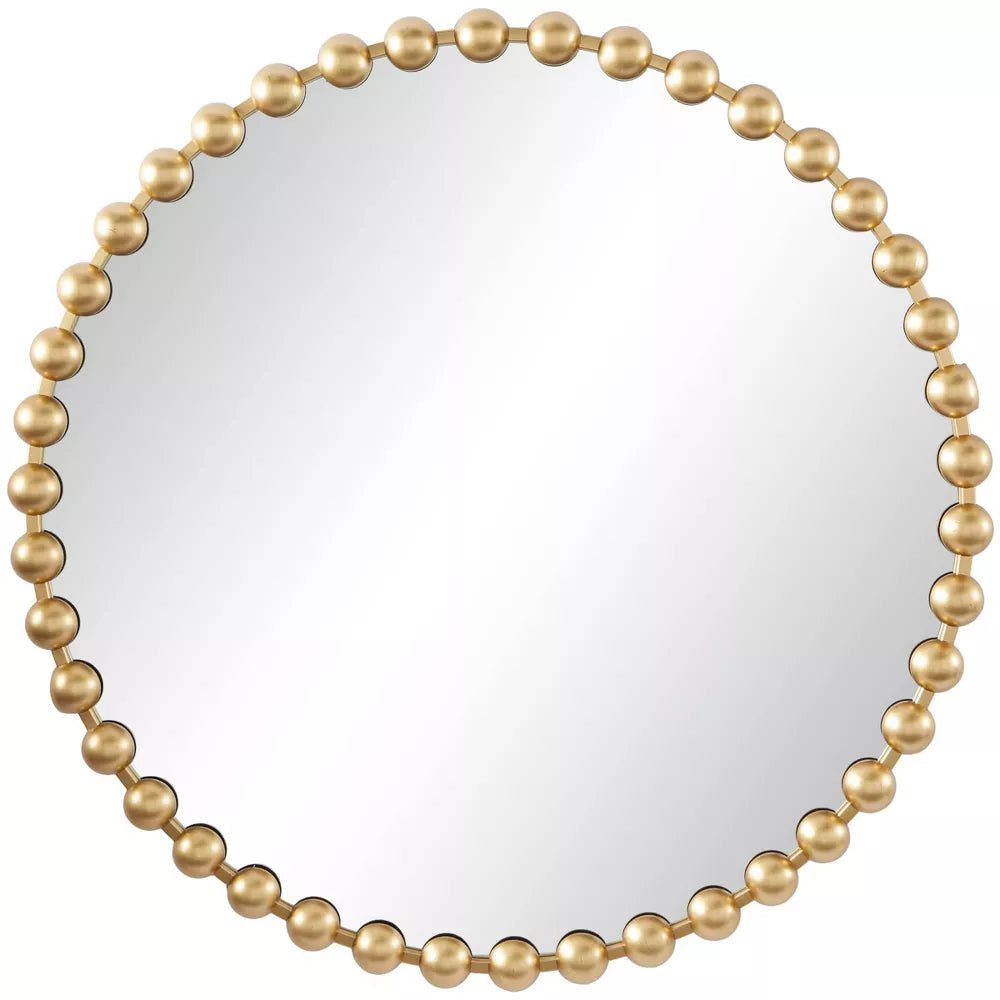 Metal Beaded Round Wall Mirror - From Where - 