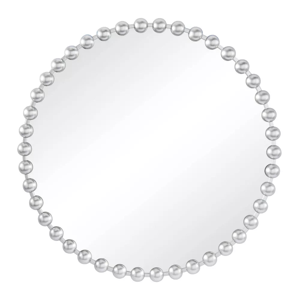 Metal Beaded Round Wall Mirror - From Where - 