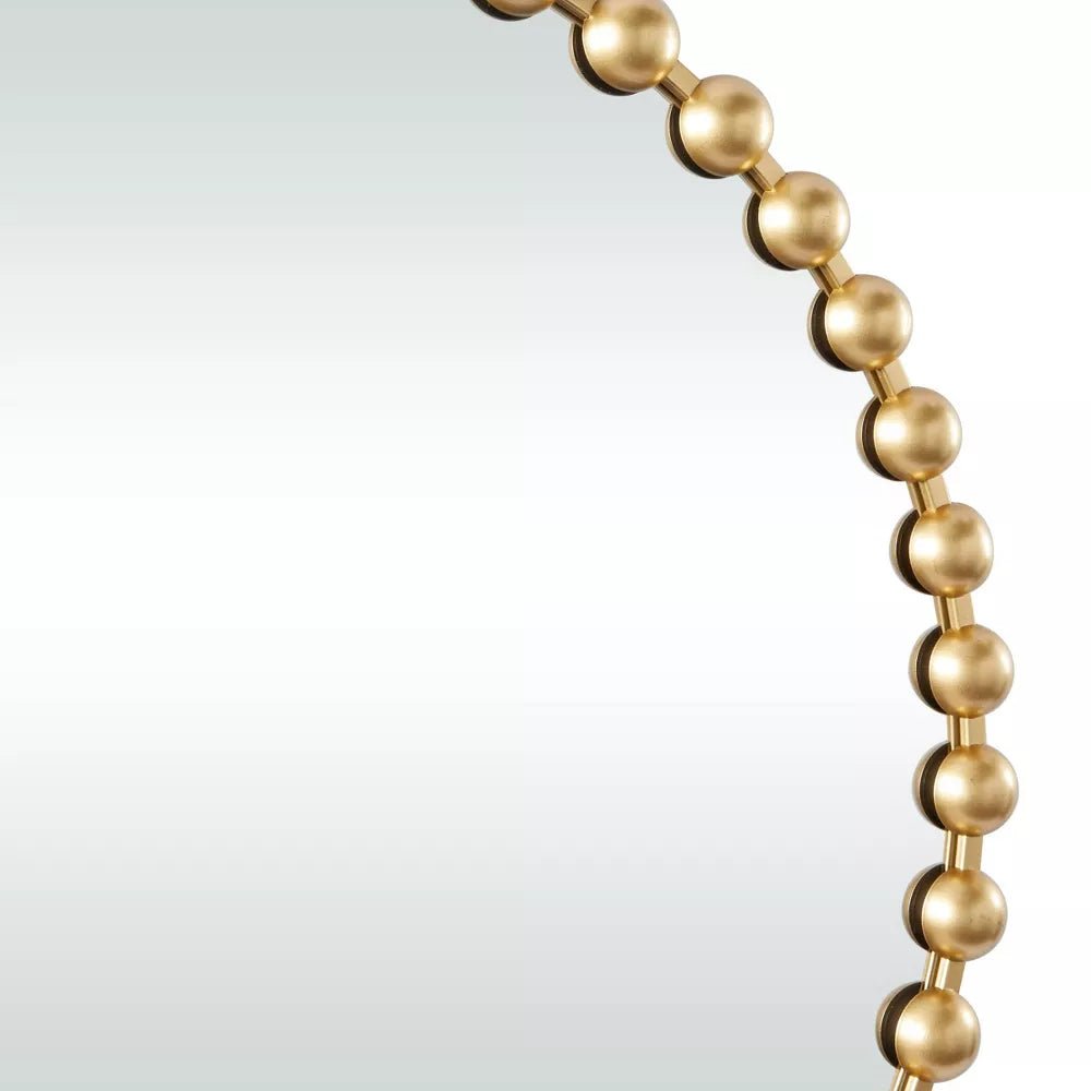 Metal Beaded Round Wall Mirror - From Where - 