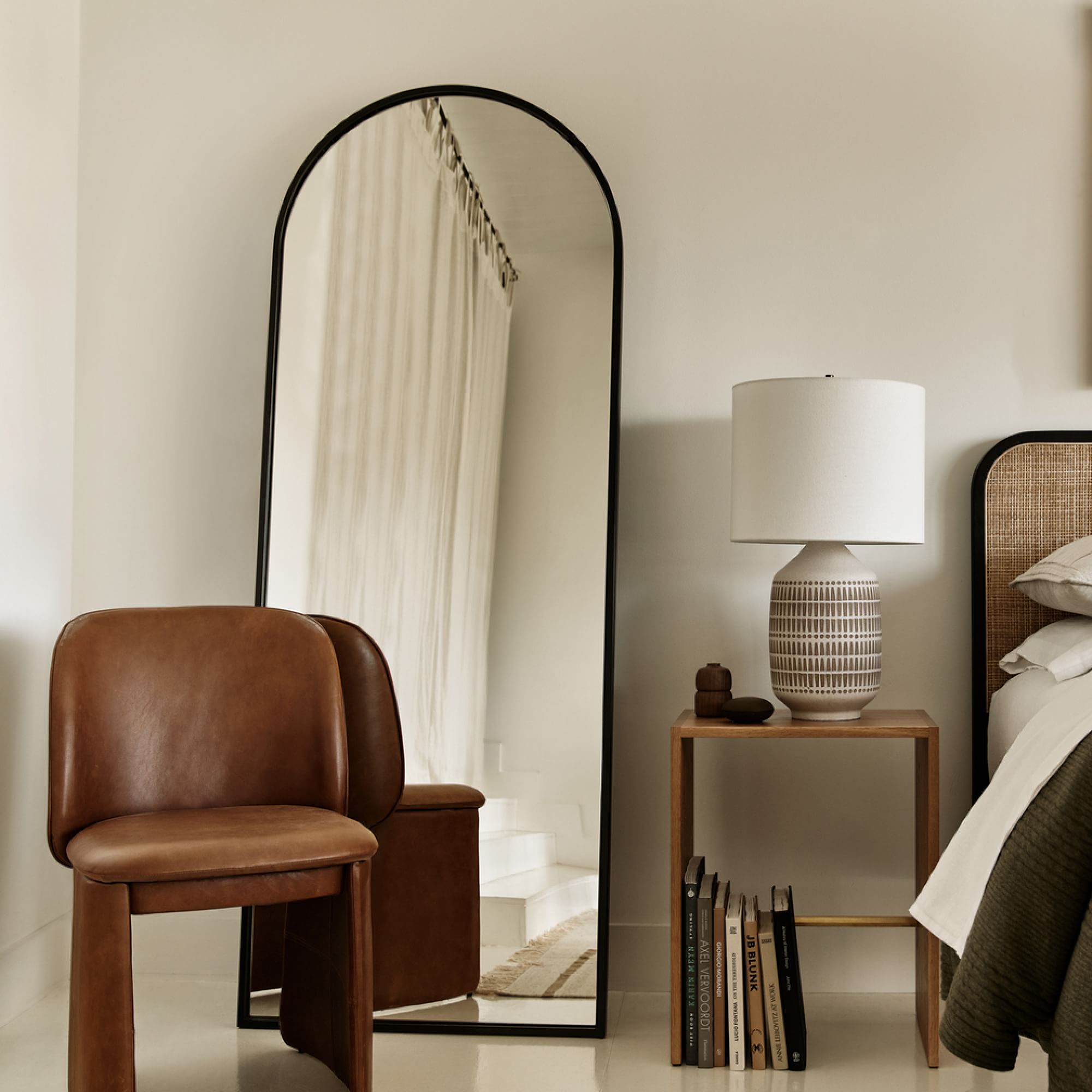 Metal Frame Arched Floor Mirror - From Where - 