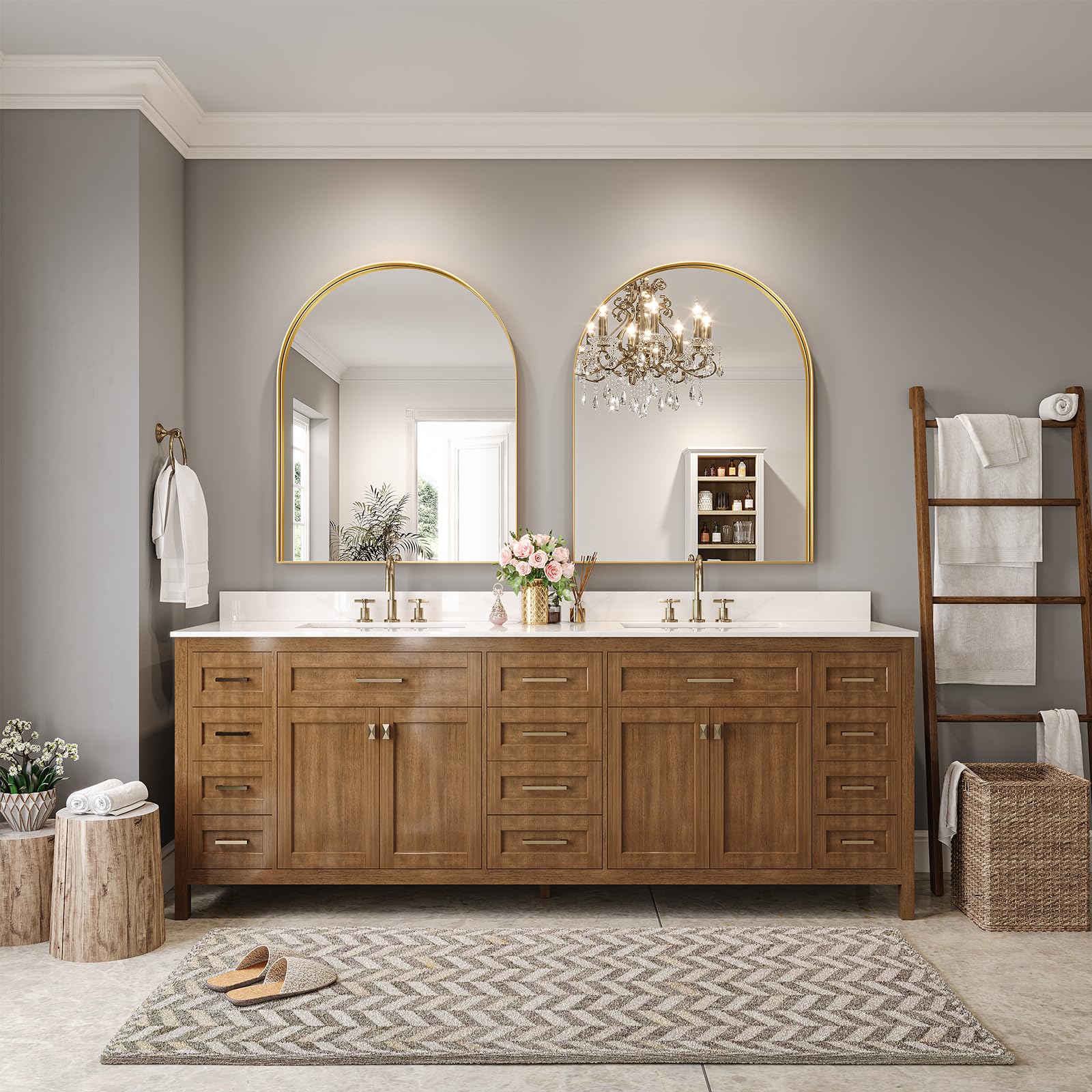 Metal Frame Gold Arched Wall Mirror - From Where - 