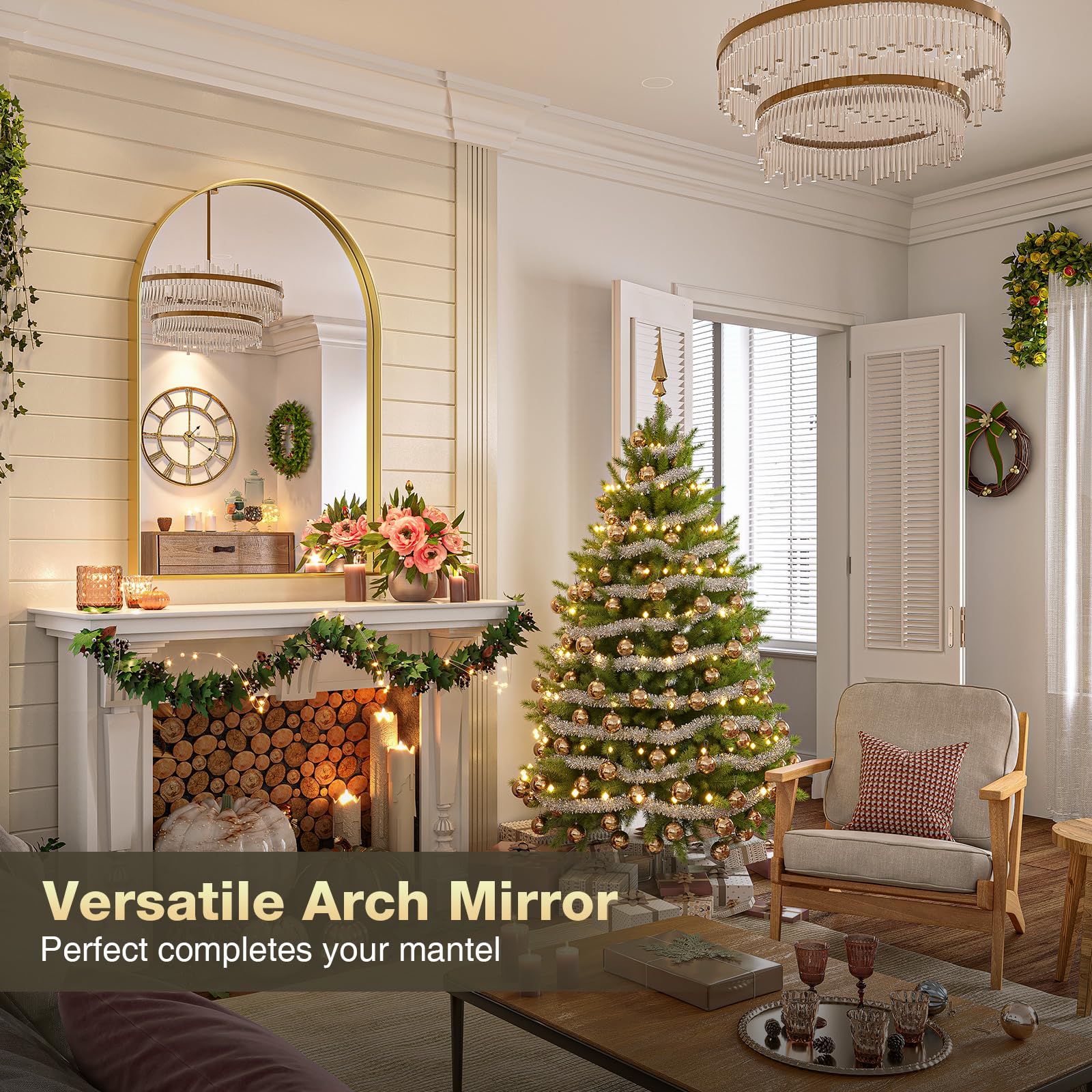 Metal Frame Gold Arched Wall Mirror - From Where - 