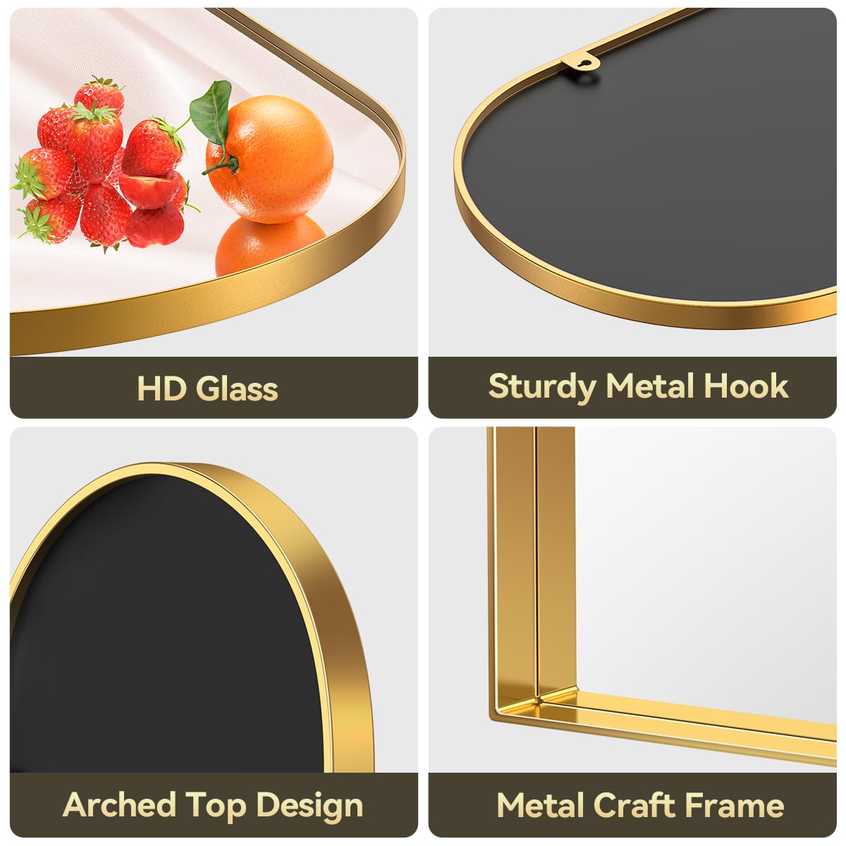 Metal Frame Gold Arched Wall Mirror - From Where - 