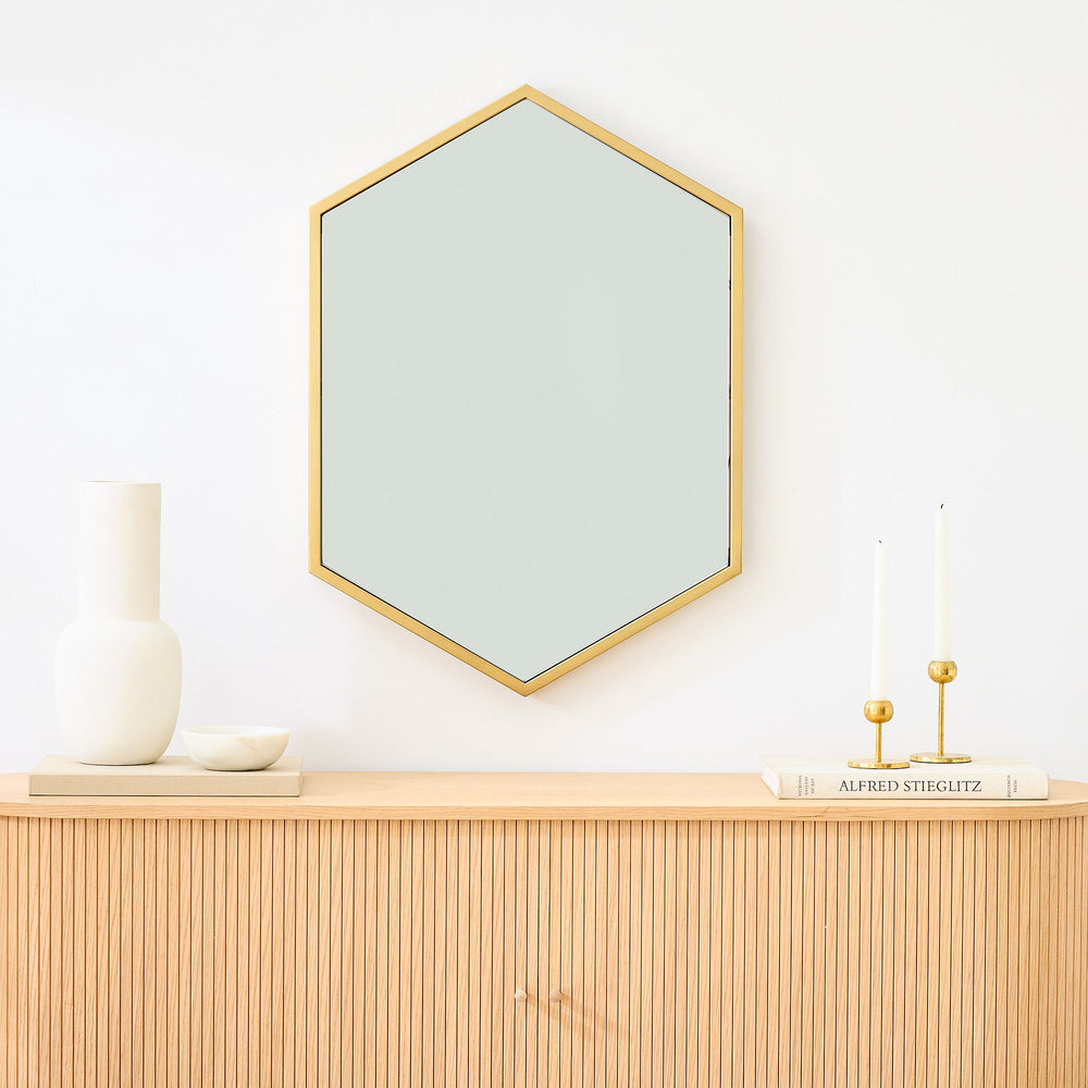 Metal Frame Hexagon Wall Mirror - From Where - 