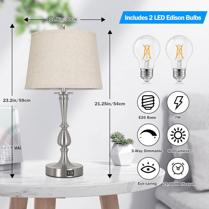 Metal USB Table Lamp (Set of 2) - From Where - 
