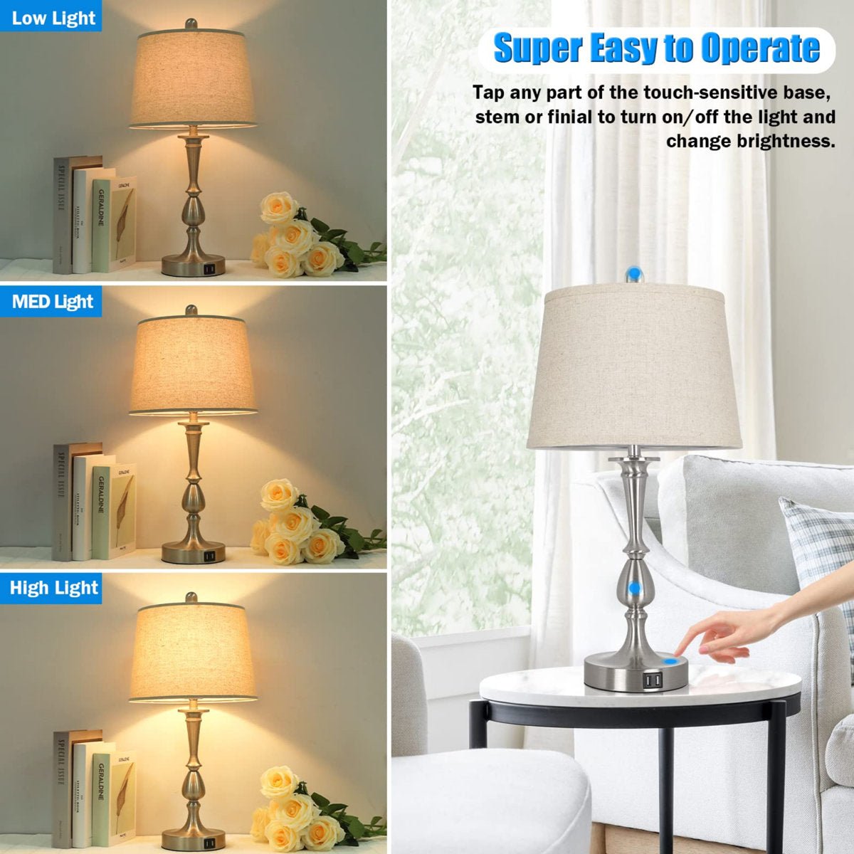 Metal USB Table Lamp (Set of 2) - From Where - 