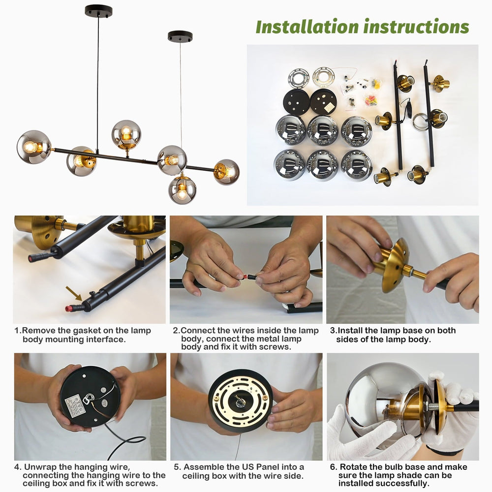 Mid - Century - Modern 6 - Light Chandelier - From Where -