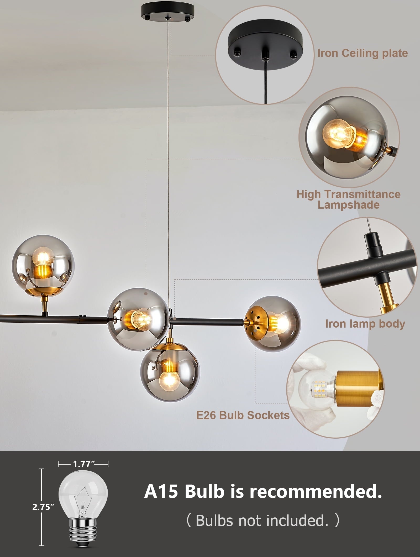Mid - Century - Modern 6 - Light Chandelier - From Where - 