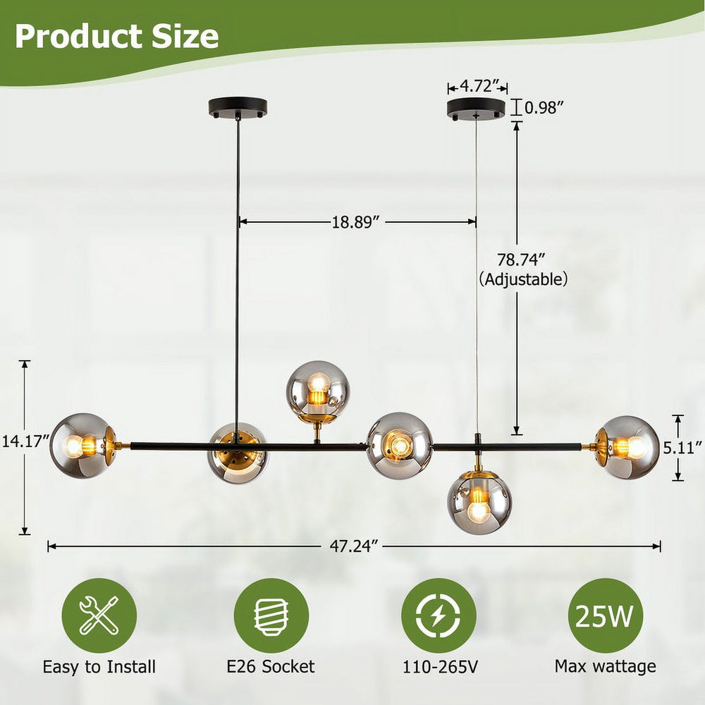 Mid - Century - Modern 6 - Light Chandelier - From Where -