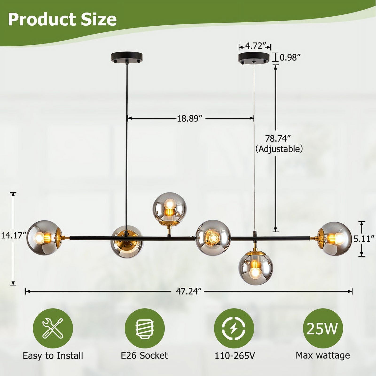 Mid - Century - Modern 6 - Light Chandelier - From Where - 
