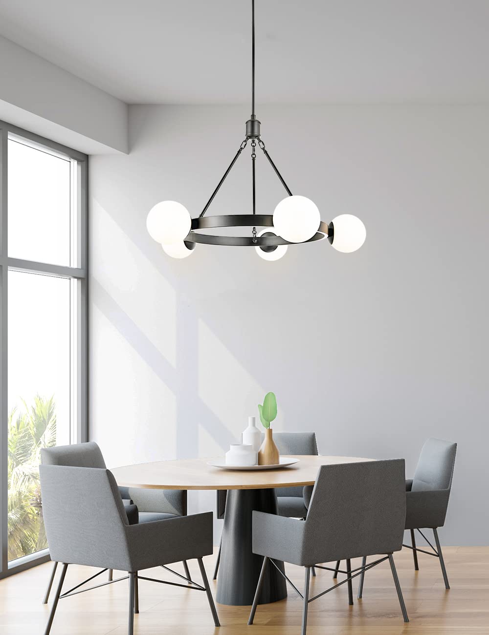 Mid Century Modern Globe Round Chandeliers - From Where - 