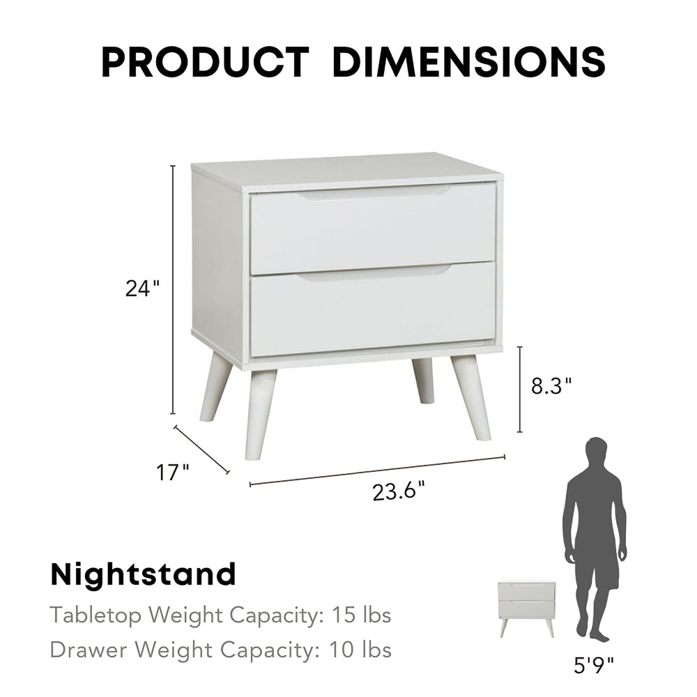 Mid - Century Modern Wood 2 - Drawer Nightstand - From Where - 