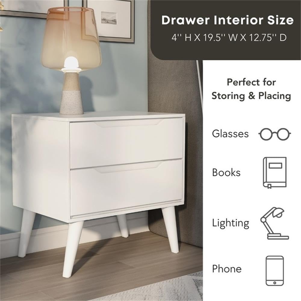 Mid - Century Modern Wood 2 - Drawer Nightstand - From Where - 